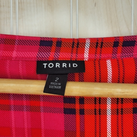 Torrid Plaid Cinched-Waist Dress Sz 2X - Picture 5 of 5